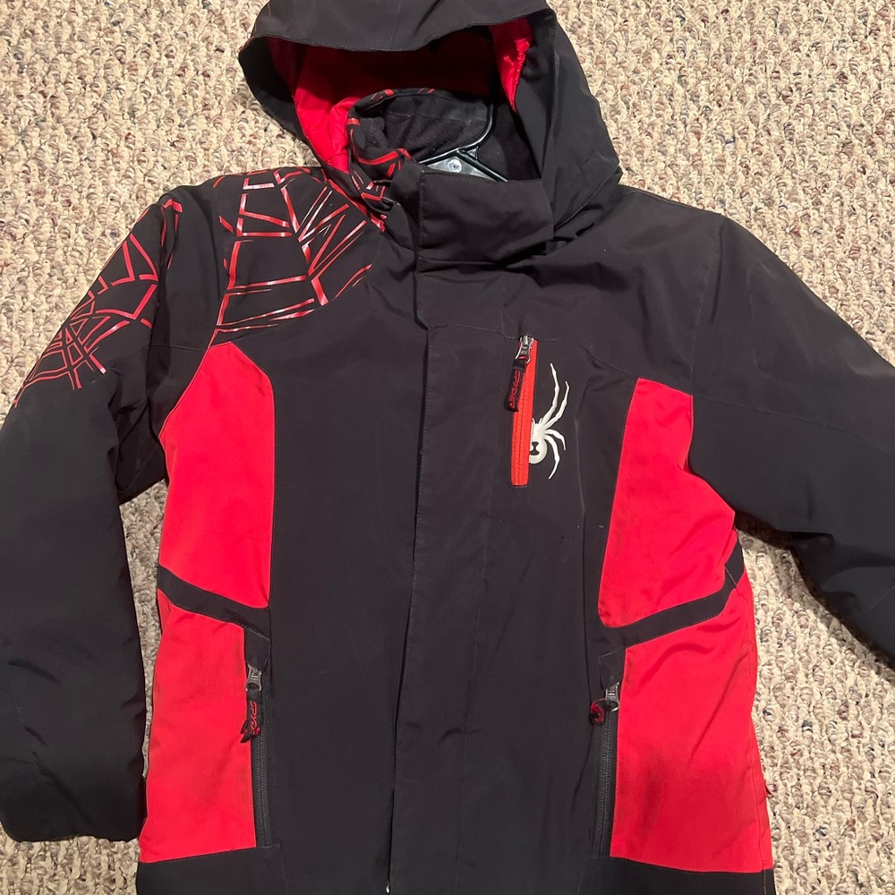 Spyder Kids Black and Red Puffer Jacket